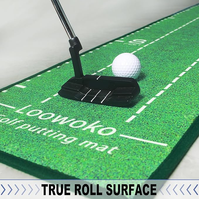 Loowoko Indoor Putting Green with Ball Return, Golf Practice Training Equipment Putting Mat for Home Office, 2025