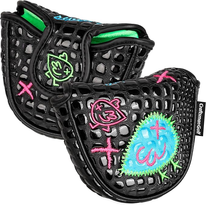Craftsman Golf DF3 Putter Cover Golf Headcover Center Shaft Birdie Design OZ1 Headcover Mallet Putter Cover with Magnetic Closure for Driver Mid Mallet Putter Heel Shafted