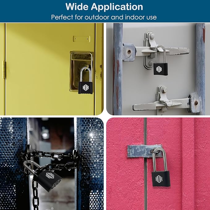 HOX 4 Digit Heavy Duty Combination Lock, 2.7 Inch Long Shackle, Outdoor Waterproof Padlock for School Locker, Gym Locker, Hasp Storage, Fence (Black, 4 Pack)