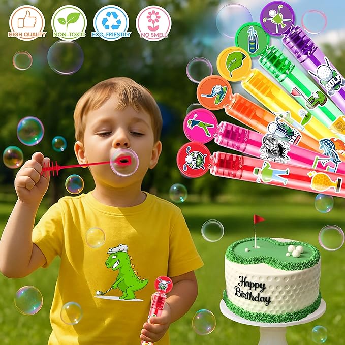Golf Party Favors for Kids – 24PCS Sports-Themed Mini Bubble Wands, Great for Birthday Supplies, Pinata Fillers, Goodie Bags & Classroom Rewards