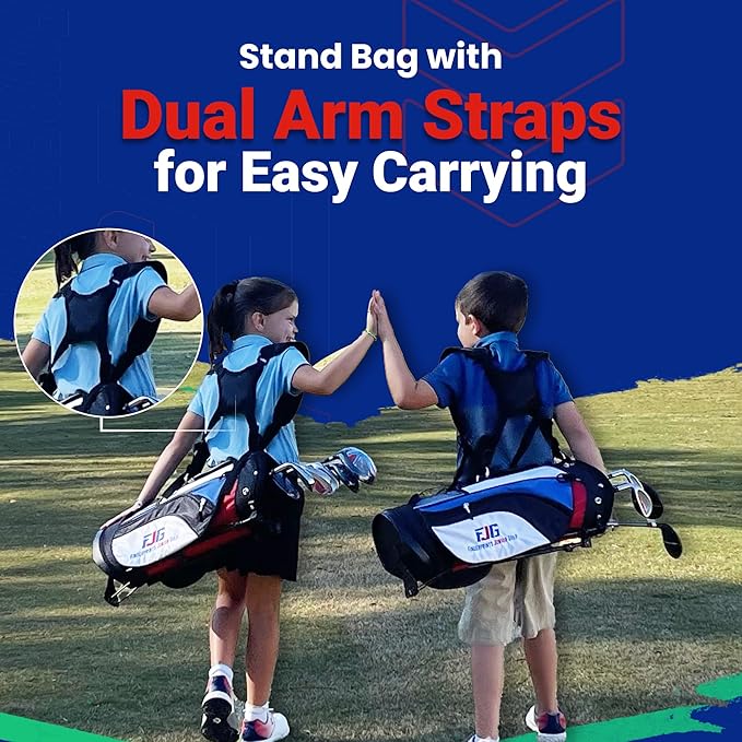 Fingerprints Junior Golf Club Set - Perfect for Junior Golfers - Left-Handed & Right-Handed Options - Complete Set in Multiple Sizes with Driver, Hybrid, 7i, PW, Putter & Stylish Stand Bag