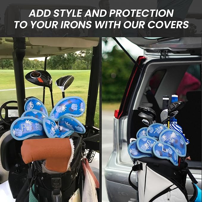 Golf Club Covers Iron Value 12 Pack Stylish Synthetic Leather Headcover, Embroidery Numbers Head Covers Universal Protector Fit Main Iron Wedge Clubs, Accessories Travel for Men Women