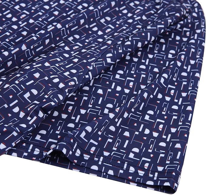 Esabel.C Golf Shirts for Men Dry Fit Performance Short Sleeve Print Moisture Wicking Collared Shirt