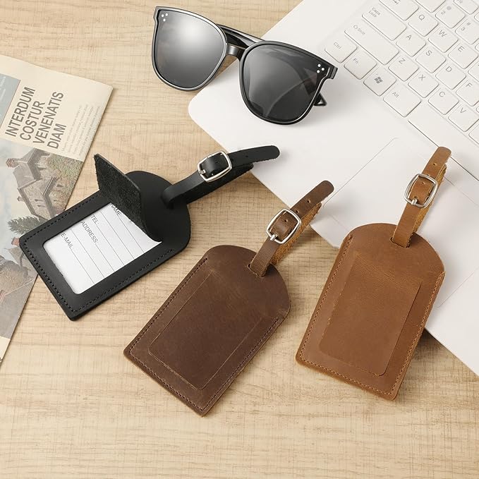 Ringsun Leather Luggage Tag for Suitcases ID Tags Bag Tags for Luggage (2 Pack)