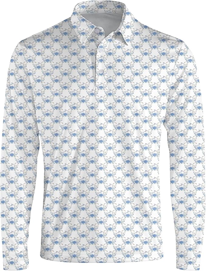 Men's Long Sleeve Golf Shirt Quick Dry 3 Button Work Fishing Outdoor Casual Collar Shirt