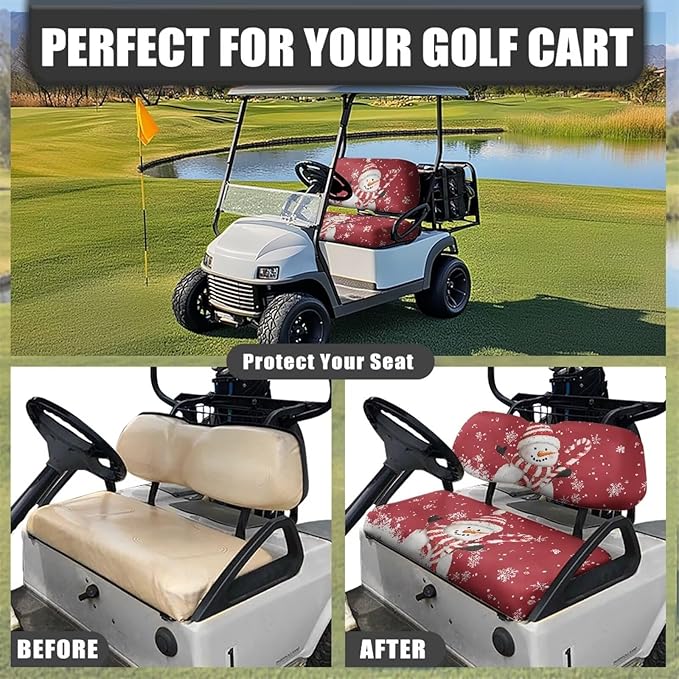 Golf Cart Seat Covers, Universal Fit & Nonskid Bottom Fits for Club Car 2 Person Seats Golf Carts
