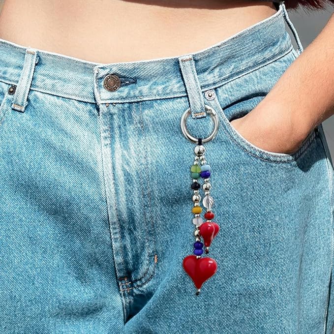 Madison Tyler Western Cowboy Boots Cherry Bow Bubble Tea Strawberry Cute Keychain | Bag Charms for Handbags Purse Charms