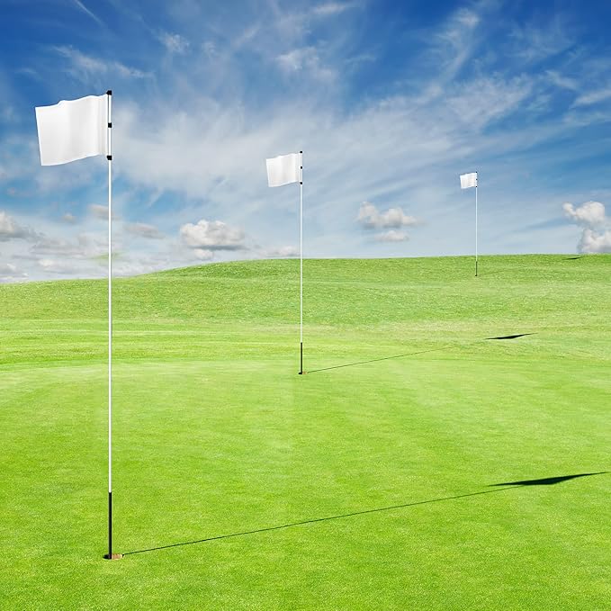 Nuenen 3 Pcs Large Golf Flags with Tube Inserted 13 x 20 Inch Oversize Putting Golf Pin Flags 420D Nylon for Yard Indoor Outdoor Backyard Garden