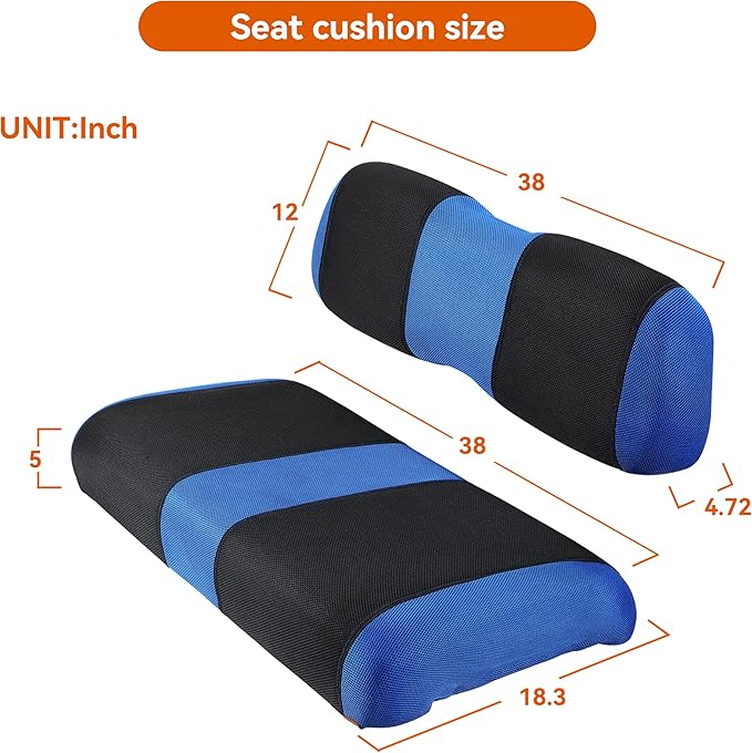 Golf Cart Front Seat Cover Kit, Fit for Club Car DS OEM Ordinary Seat Cushion, No Need to Use Gun Nails, Golf Cart Washable Seat Cover, Cool in Summer and Warm in Winter