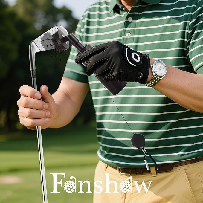 Golf Club Cleaner with Water Bottle - Portable Brush System with Retractable Lanyard & Easy Clip, On-The-Go Club Cleaning Tool for Golf Bag & Belt Loop