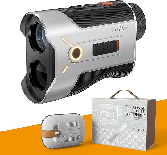 LAZYCAT Golf Rangefinder with Slope, 1200 Yards Laser Range Finder Golfing Dimmable, 7X Magnification, Flag Lock Vibration, Measure Speed, Rechargeable with Magnet