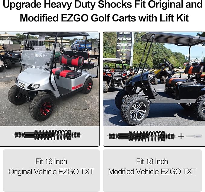 JIAYAN Golf Cart Front or Rear Shock Absorber with Heavy Duty Coil Springs Compatible with E-Z-GO TXT/Medalist 1994+ Gas & Electric Models OEM# 70928-G01 76418-G01 70630-G01 (2Pcs)