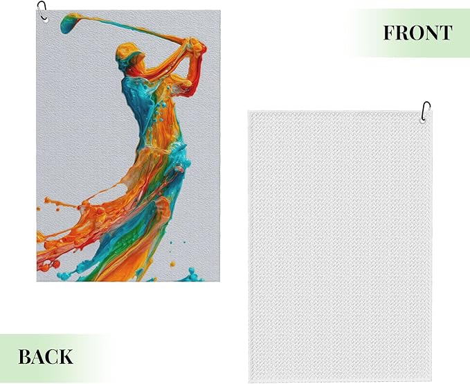 Funny Golf Towel with Carabiner Clip 24"x16" Orange Gray Cool Design Golf Towels for Golf Bags Microfiber Waffle Grey Golf Rag for Disc Balls Clubs Golfs Accessories for Men Women Dad