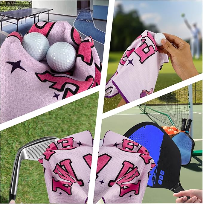 TUYUU Women Pink Golf Towel,Funny Towels for Golfer Bags with Clip,Mother Day Retirement Birthday Gifts for Ladies Grandma Mom Sister Aunt Golfer Sport Lover,Printed in My Golf Era
