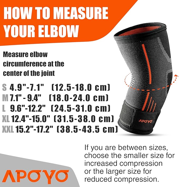 APOYO Elbow Brace for Tendonitis and Tennis Elbow, (Pair) Compression Sleeve for Arthritis, Workouts, Reduce Joint Pain During Fitness Activity (XX-Large)
