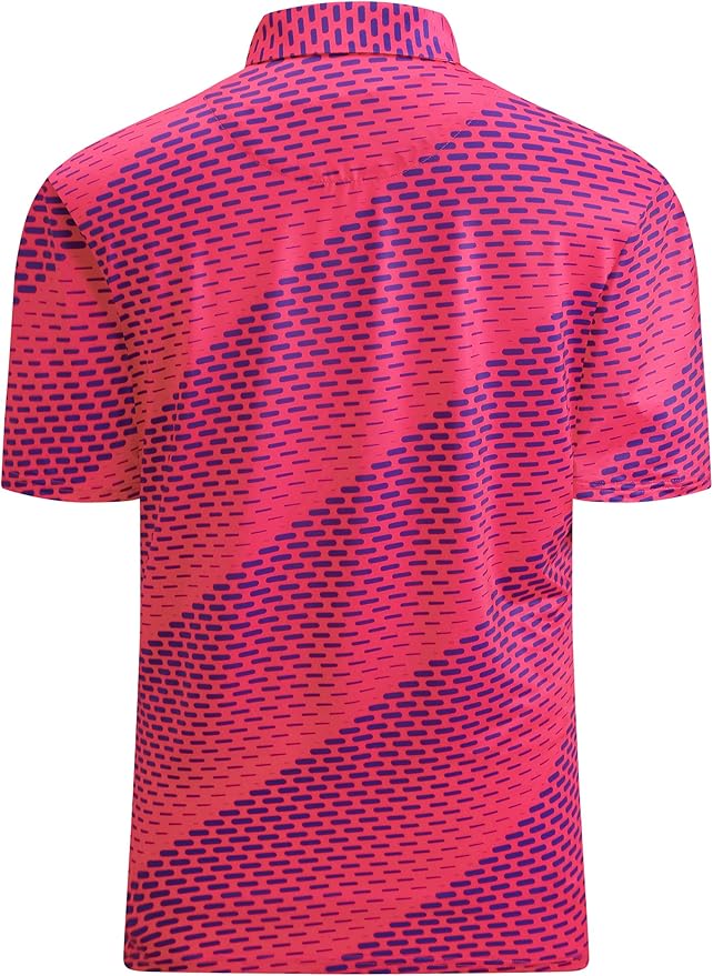 Esabel.C Golf Shirts for Men Dry Fit Performance Short Sleeve Print Moisture Wicking Collared Shirt