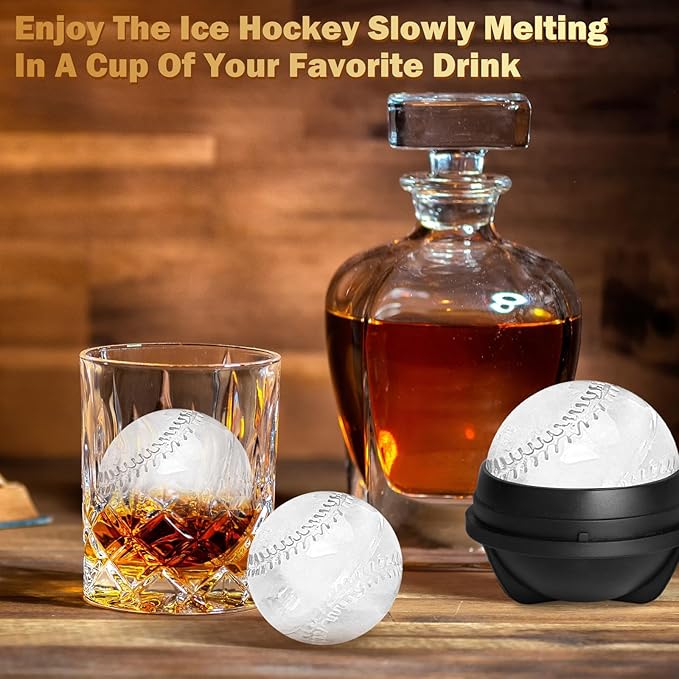 6 Pack Baseball Ice Cube Mold 2.5 Inch Large Silicone 3D Baseball Ice Cube Molds Fun Shapes Novelty Baseball Cube Molds Christmas Gifts for Cocktails, Bourbon, Brandy, Whiskey (6, Baseball)