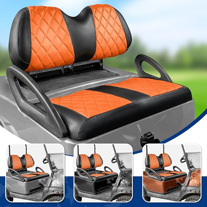 NOKINS 4PCS Golf Cart Diamond Seat Covers Kit,Front and Rear Seat Covers Fits for EZGO/Club Car/Yamaha Original Regular Seat Cushion, No Stapler