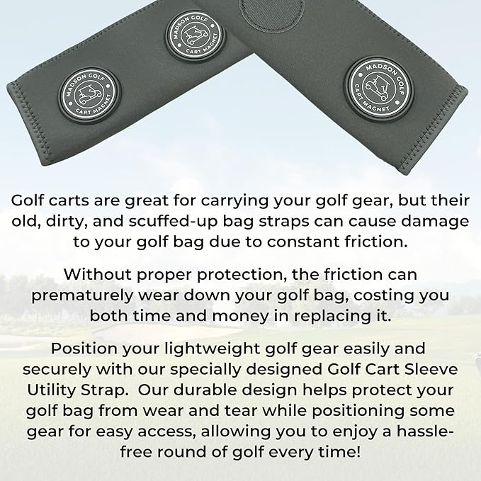 Magnetic Golf Cart Sleeve Utility Strap - Securely Attach Lightweight Golf Accessories to Your Cart with Powerful Magnets and Durable Design