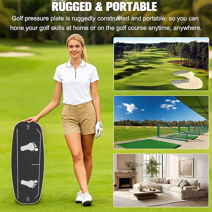 Golf Pressure Plate, Golf Weight Shift Board, Golf Swing Trainer, Improve Weight Shift, Balance & Accuracy - Golf Training Aid for Increased Power & Control, Teaching Tool for Club Practice & Drills