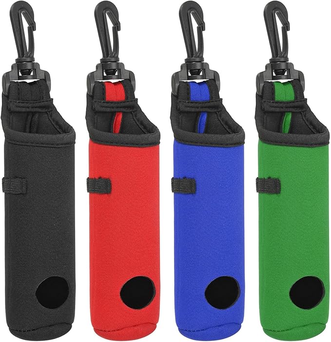 PATIKIL Golf Ball Carry Bag, 4Pack Golf Tee Holder Pouch Portable Neoprene Golf Ball Holder with Clip for Men and Women Storage Gifts, 4 Color