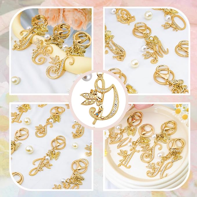 Initial Keychain Bag Charm Women Purse Charms for Handbags Accessories Charm for Wallet Butterfly Pendant for Girls