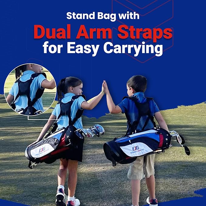 Fingerprints Junior Golf Club Set - Perfect for Junior Golfers - Left-Handed & Right-Handed Options - Complete Set in Multiple Sizes with Driver, Hybrid, 7i, PW, Putter & Stylish Stand Bag