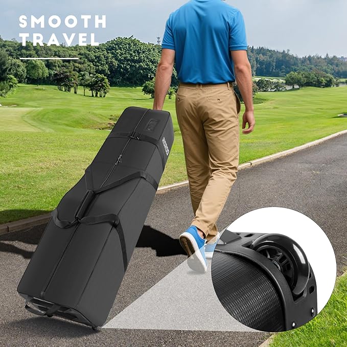 Golf Travel Bags for Airlines with Wheels, Soft-Sided 900D Oxford Cover, Padded Club Protection, Universal Fit Golf Gifts for Men and Women