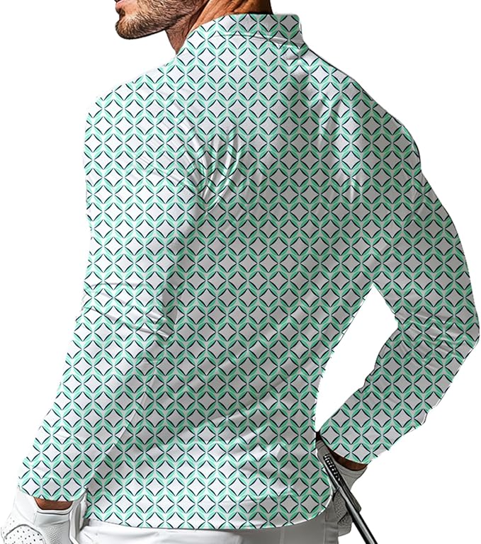 Men's Long Sleeve Golf Shirt Quick Dry 3 Button Work Fishing Outdoor Casual Collar Shirt