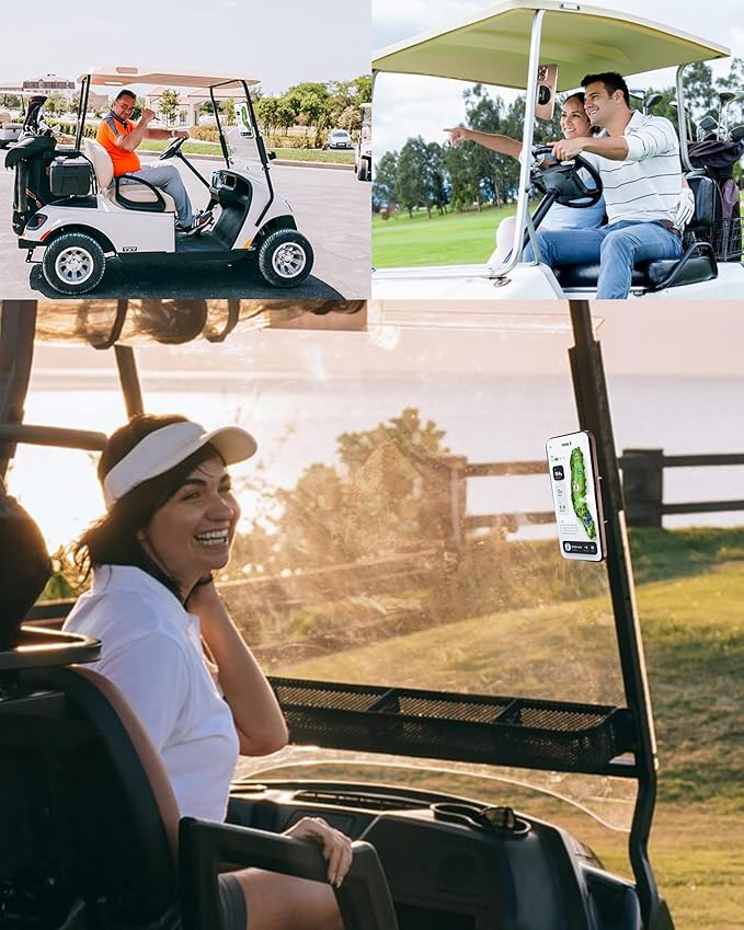 Magnetic Phone Holder for Golf Cart - Strong N52 Magnets, MagSafe Compatible for iPhone 16 15 14 13 12 Series, Fits EZGO Club Car Yamaha Golf Carts & Any Metal Surface Golf Cart Accessories