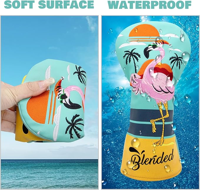 Golf Club Covers Flamingos Driver Cover Fariway Wood Headcover Hybrid Head Cover Leather Golf Headcover Fit All Brand
