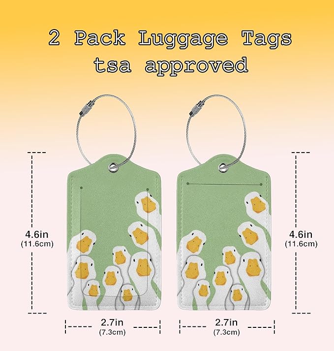 TSA Approved Luggage Tags for Suitcases 2 Pack Funny Silly Geese Watching Leather Carnival Cruise Airport Cute Travel Name Tags Golf Bag tag Ships Essentials Privacy Cover ID Label for Women Men