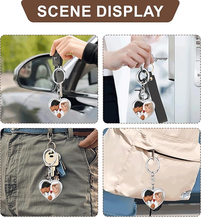 Custom Keychains with Picture Personalized Photo Logo Text Customized Key Chain for Boyfriend Dad Men Women Gifts