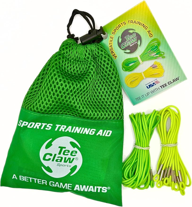 Tee Claw - Pack of 10 Lanyards for Golfing Practice - Multipurpose Training Aid, Baseball, Softball and Golf, Great Compliment to Be Used with The Outdoors and Indoors- 5 Green + 5 Yellow