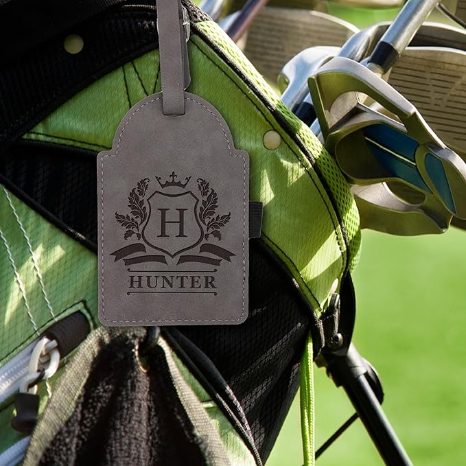 Custom Engraved Golf Luggage and Bag Tag - Customized Golfing Accessories Gift for Golfer, Mom, Dad, Him, Her (Gray)