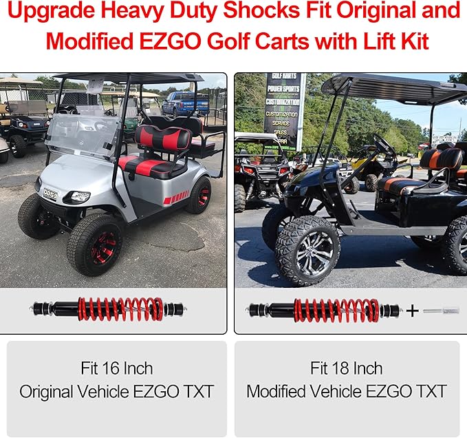 JIAYAN Golf Cart Front or Rear Shock Absorber with Heavy Duty Coil Springs Compatible with E-Z-GO TXT/Medalist 1994+ Gas & Electric Models OEM# 70928-G01 76418-G01 70630-G01 (2Pcs)