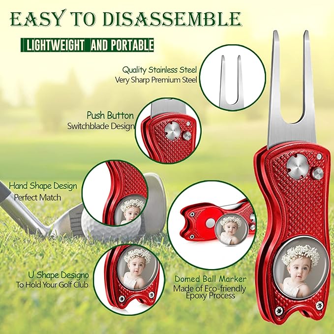 xrlsg Custom Golf Ball Marker and Hat Clip 1 Set, Magnetic Hat Clip with Your Personalized Photo Logo for Golfers, Boyfriend