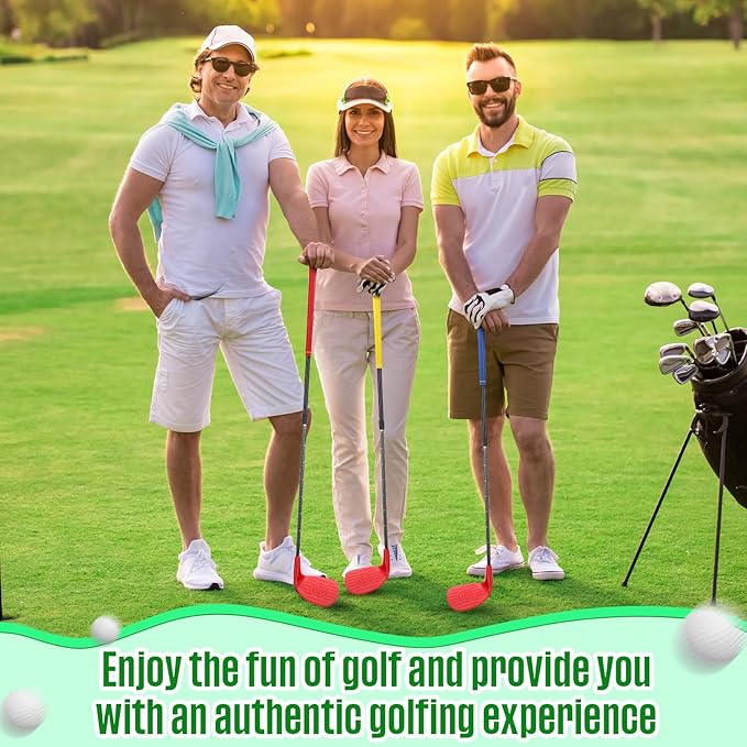 Realspring 4 Pack Backyard Golf Club Set Adjustable Golf Club for Backyard Game Plastic Chipping Clubs Hit Plastic Balls Outdoor Indoor Training Practice Gift(Right Hand)