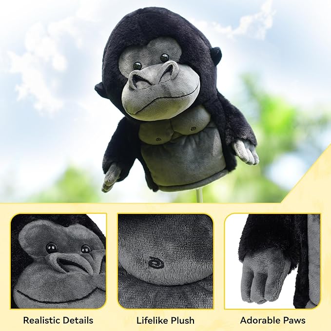 Driver Headcover Funny Golf Headcover Animal Golf Club Head Covers Gorilla Alces Moose Mammoth Design Black Plush Golfing Gifts for Men Women Golfer Fits up to 460CC Driver Head