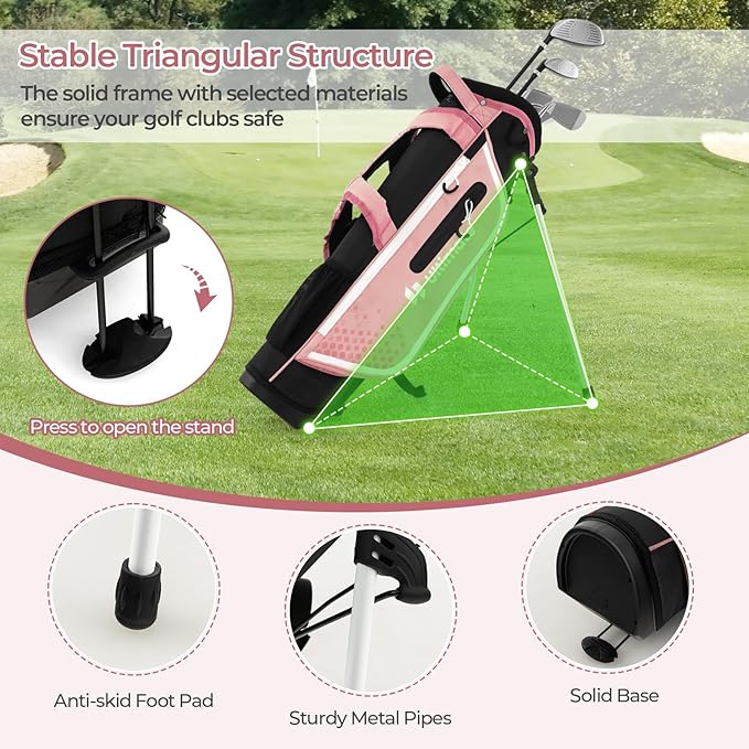 Goplus Junior Complete Golf Club Set for Kids, Right Hand Golf Clubs with Stand Bag, Rain Hood, Golf Practice Set for Ages 5-7,8-10,11-13 Boys Girls