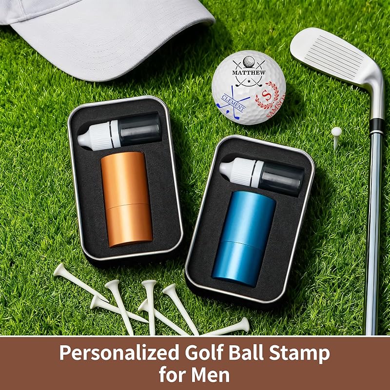 BLEGGEIT Personalized Large Golf Ball Stamp – 20 mm Logo, with Metal Storage Case, Custom Name or Logo, Reusable Golf Ball Marking, Men's Golf Accessories, Gifts for Golf Lovers, Golfers, Dad, Husband