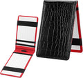 Premium Leather Golf Scorecard Holder, Score Card Holder Yardage Book Cover with Built-in Pencil Loop Black 6.9x4.3in