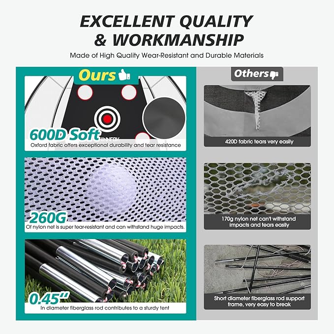 Golf Net, Golf Practice Net and Mat, 10x7FT Hitting Aids for Backyard Driving Chipping Swing Training with Noise Reduce Target Tri-Turf Mats Tees Real Balls for Indoor Outdoor, Gifts for Men Dad