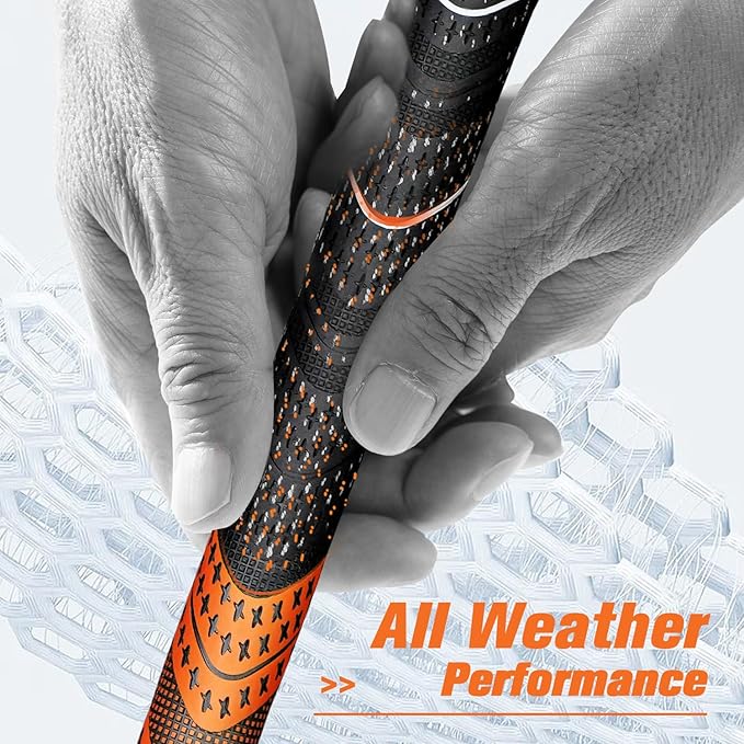 Geoleap Golf Grips Set of 13- Cord Rubber Compound Material, Hybrid Golf Club Grips, All Weather Performance.