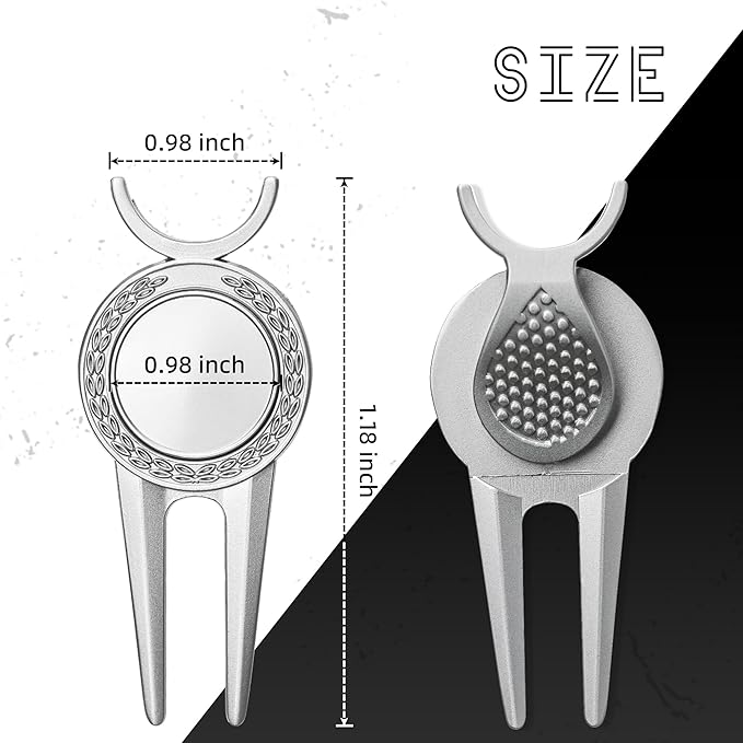 Mile High Life Golf Divot Repair Tool with Magnetic Golf Ball Marker, Golf Club Holder, Golf Gift for Golfer