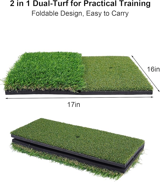 Golf Mat, Golf Hitting Mat Outdoor for Training, Golf Practice Mat with 10mm EVA Backing, Golf Mats Practice Indoor and Outdoor Turf with 8 Different Tees