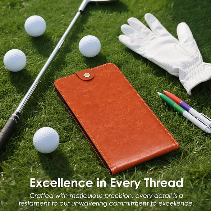 Magnetic Golf Scorecard Holder All-in-One, High-End Leather Golf Yardage Book Holder, Scorecard Book Yardage Book Cover Universal Fit for Scorecard, Golf Accessories Fit for Most Back Pocket