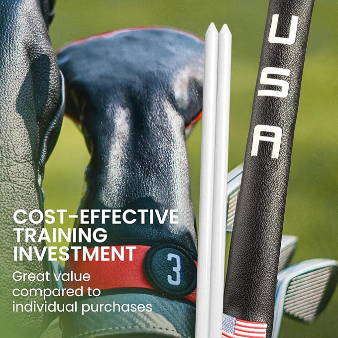 Golf Alignment Sticks 43 Inches Value 5-Pack with Premium Cover, Training Rods Essential Aiming Stick for Perfect Swing & Accurate Aiming & Effective Practice Guide