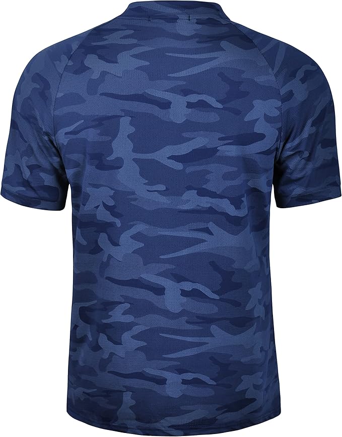 TAPULCO Mens Collarless Golf Shirts Short Sleeve Dry Fit Stretch Casual Breathable Lightweight Tshirts