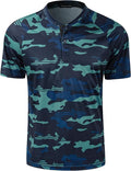 TAPULCO Mens Collarless Golf Shirts Short Sleeve Dry Fit Stretch Casual Breathable Lightweight Tshirts